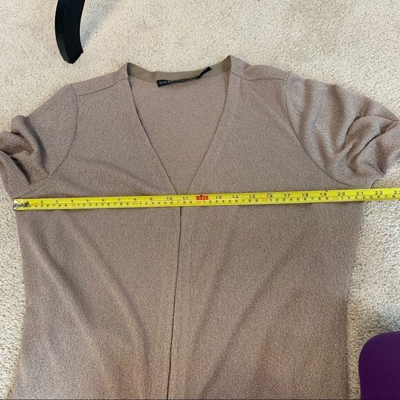 IRIS Setlakwe Tan Brown mesh knit longsleeve open front belted cardigan sweater - Picture 10 of 11